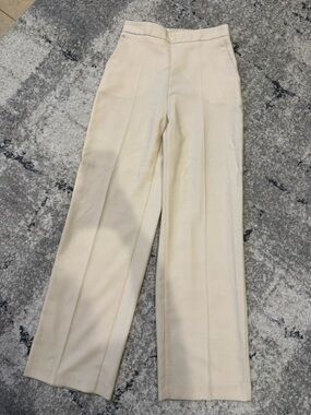 Zara Soft Cream Wide-Leg High-Rise Trousers